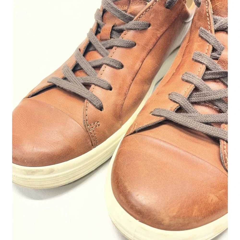 ECCO Soft  7 Shoe Mens Size 12.5 Brown Leather Lace Up Casual Comfort Sneaker